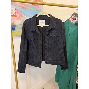 Nine West Women's Black Denim Jean Jacket Long Sleeve Button Front Xl